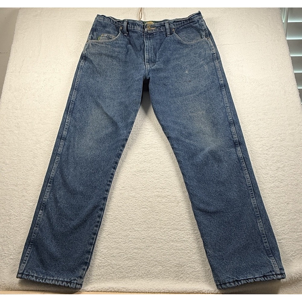 Cabela's Outdoor Gear Blue Denim Fleece Lined Men's Heavyweight Jeans‎ 38x32
